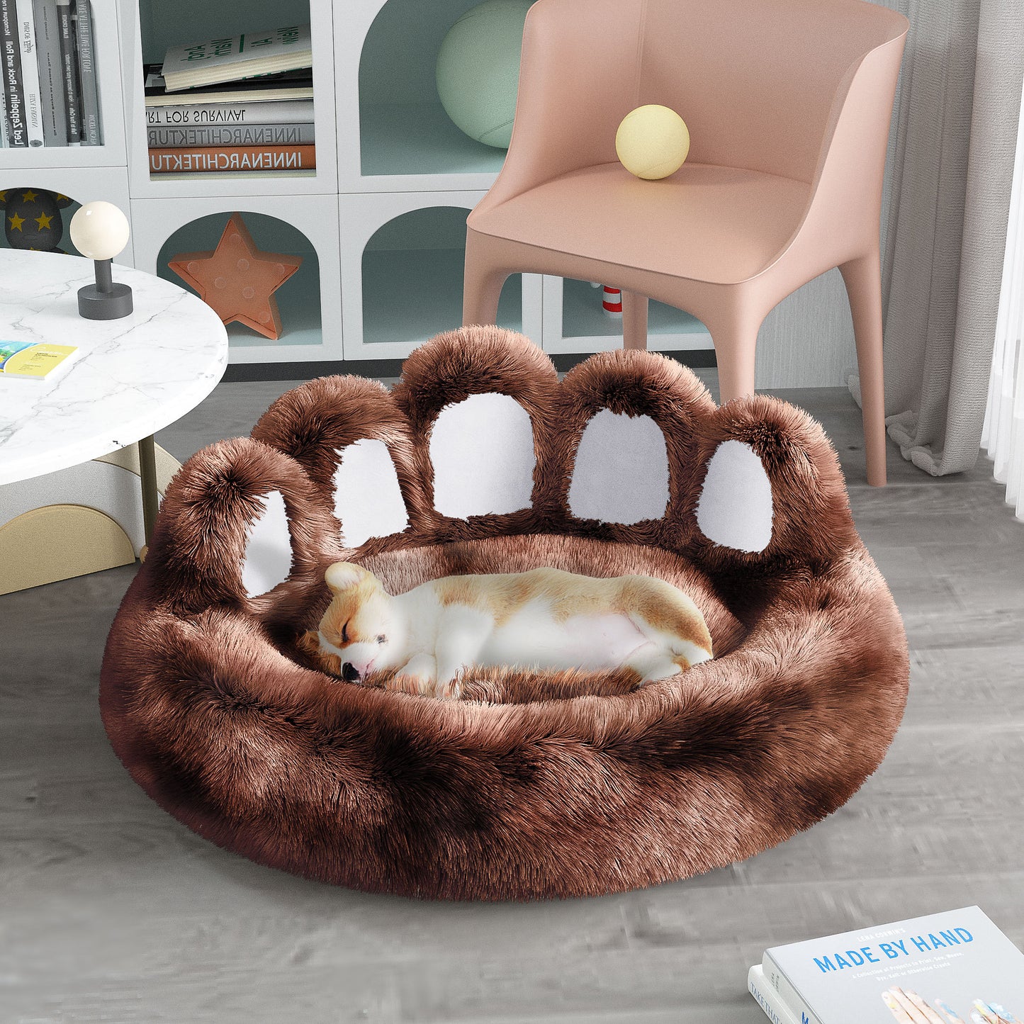 Cute Bear Paw Dog Bed – Plush Pet Furniture for Small & Medium Dogs and Indoor Cats
